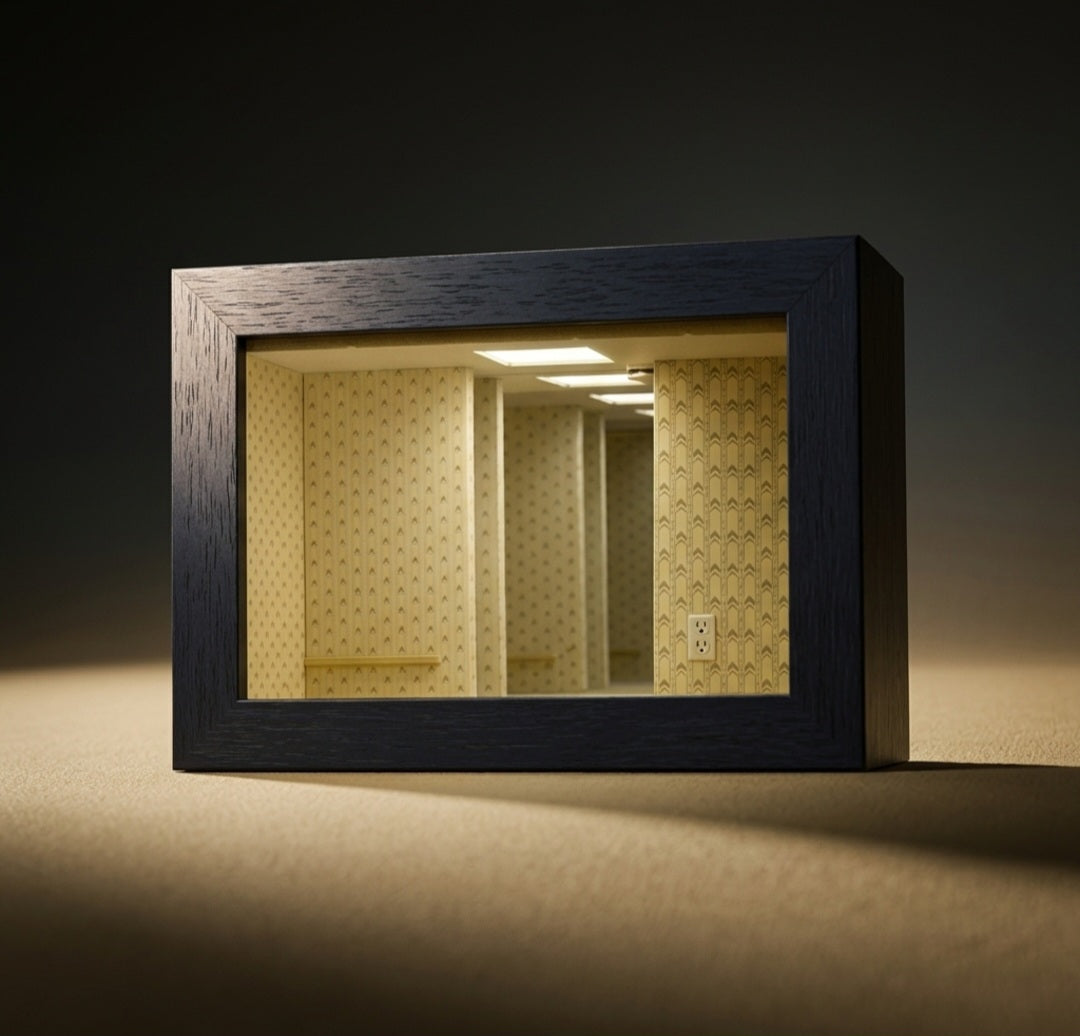 Backrooms Infinity Mirror | Level 0 Abyss Light Frame | Liminal Space Desk Decor | LED Tunnel Wall Art | Gamer Room