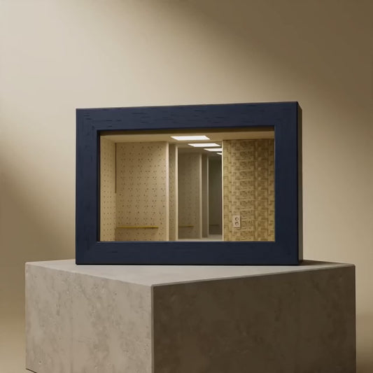 Backrooms Infinity Mirror | Level 0 Abyss Light Frame |  Liminal Space Desk Decor | LED Tunnel Wall Art | Gamer Room