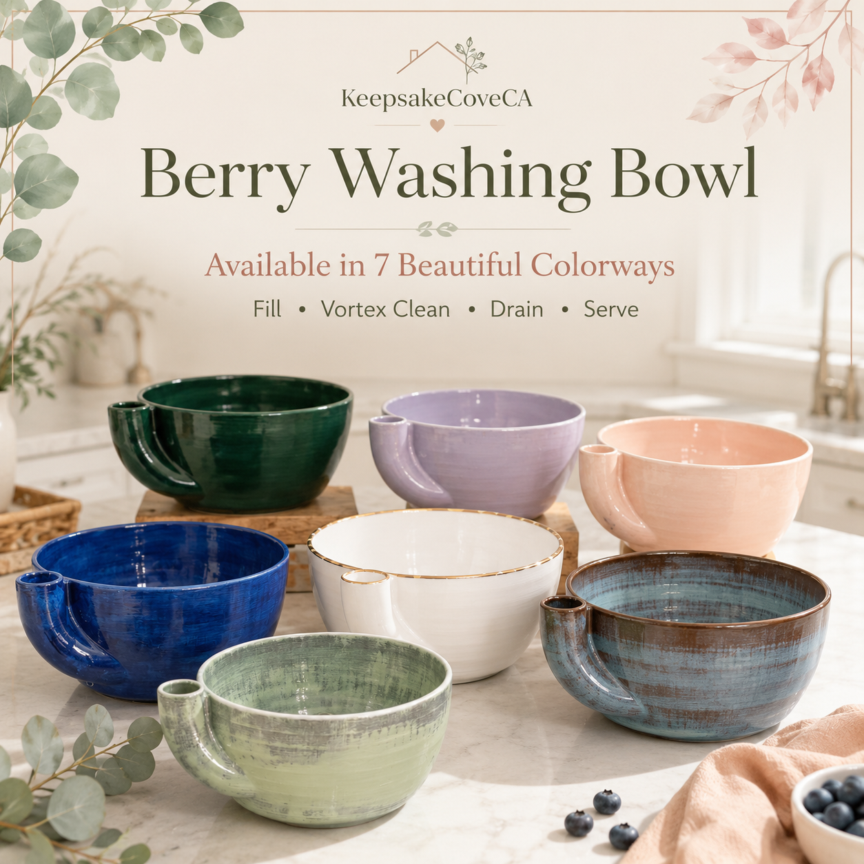 Berry Bowl | Vortex Fruit Washing Bowl | 7 Colors | Kitchen